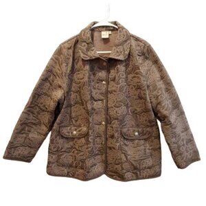 FOCUS Womans XL Gray Jacket Embossed Grandmacore Barn Work Flannel Lined